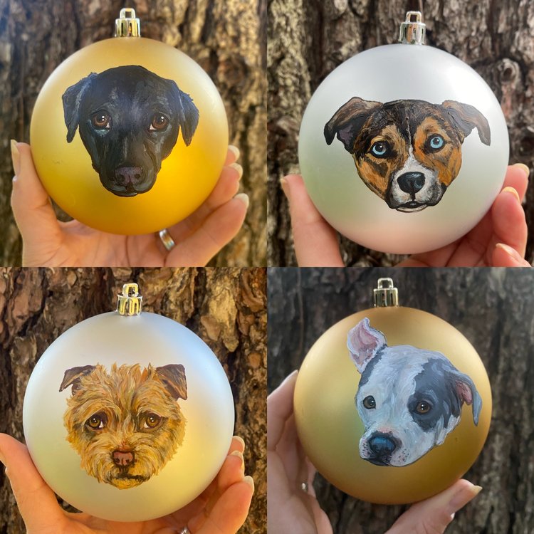 Custom painted deals dog ornaments